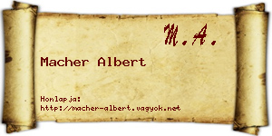 Macher Albert névjegykártya
